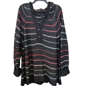 Torrid Black and color Strip Hooded Sweater Size 4